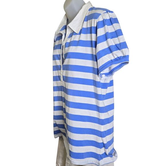 Steve & Barry's Womens Striped Polo Shirt XXL Blue White Collared Preppy Casual - Picture 5 of 8
